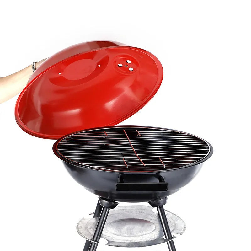 14-inch portable barbecue oven grill with iron construction and apple stove design