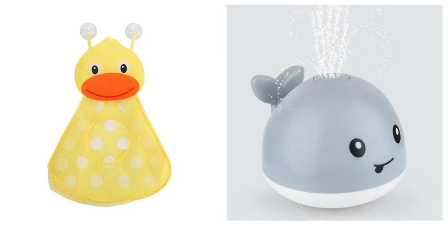 Automatic water spray whale bath toy with lights floating in baby bath