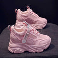Women's mesh platform casual shoes with breathable hollow-out design and TPR sole