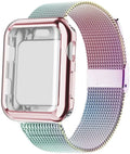 Magnetic Milanese metal strap for Apple Watch in various colours on a watch case