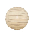 Japanese style spherical rice paper ball chandelier pendant light with warm glow.