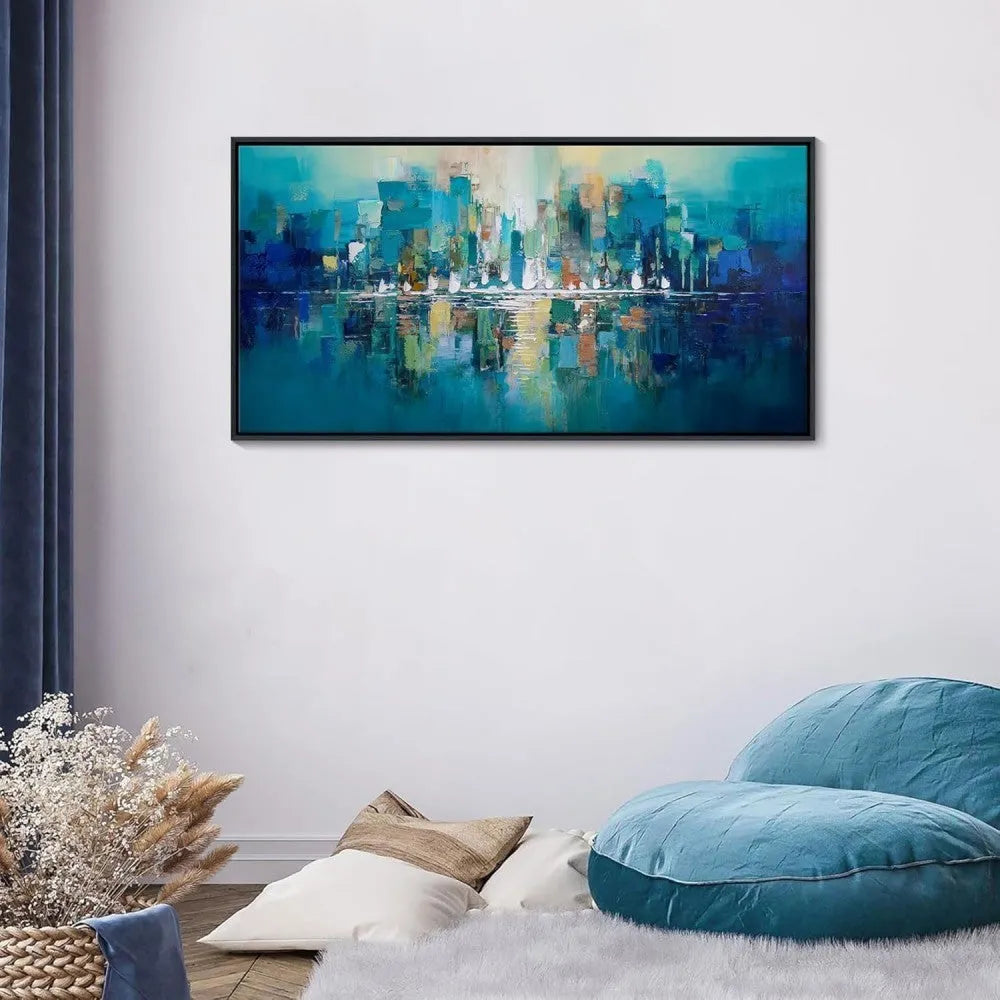 Handmade oil painting abstract canvas wall art horizontal modern mural no frame
