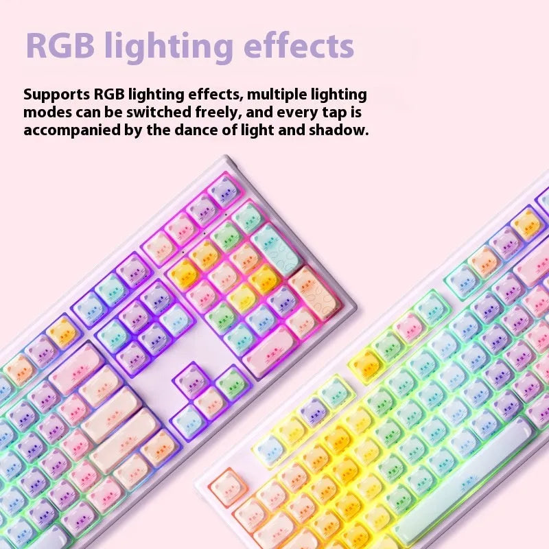 MG108B candy cat coloured mechanical keyboard with Bluetooth connectivity and piano shaft switches