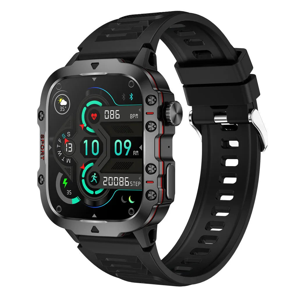 QX11 Smart Bluetooth Watch with zinc alloy case and TFT screen on a black silicone strap.