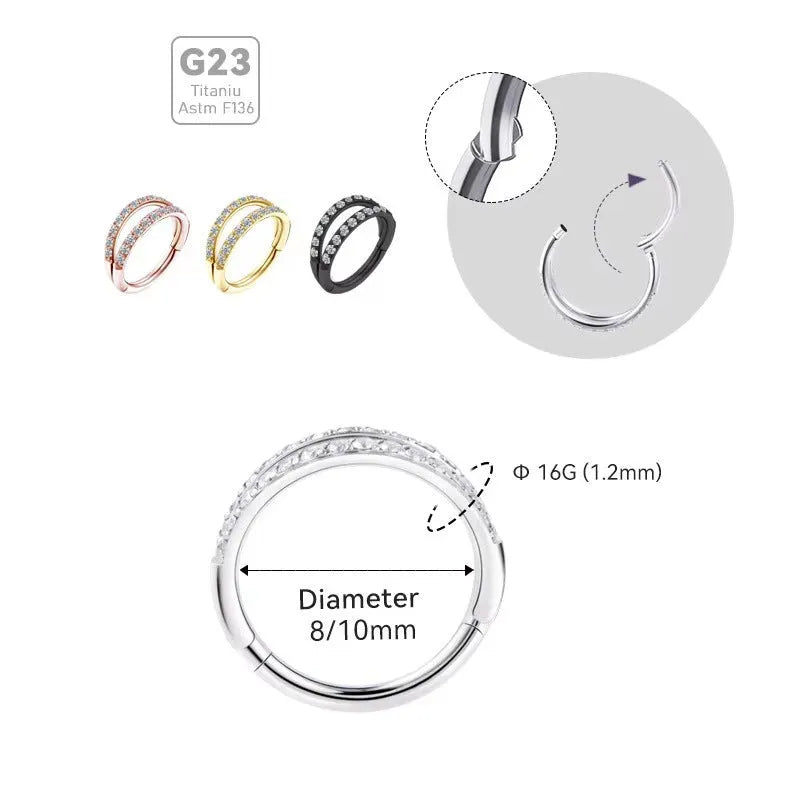 G23 titanium alloy lip and nose ring piercing jewellery in gold or steel colour, showing puncture-style design.