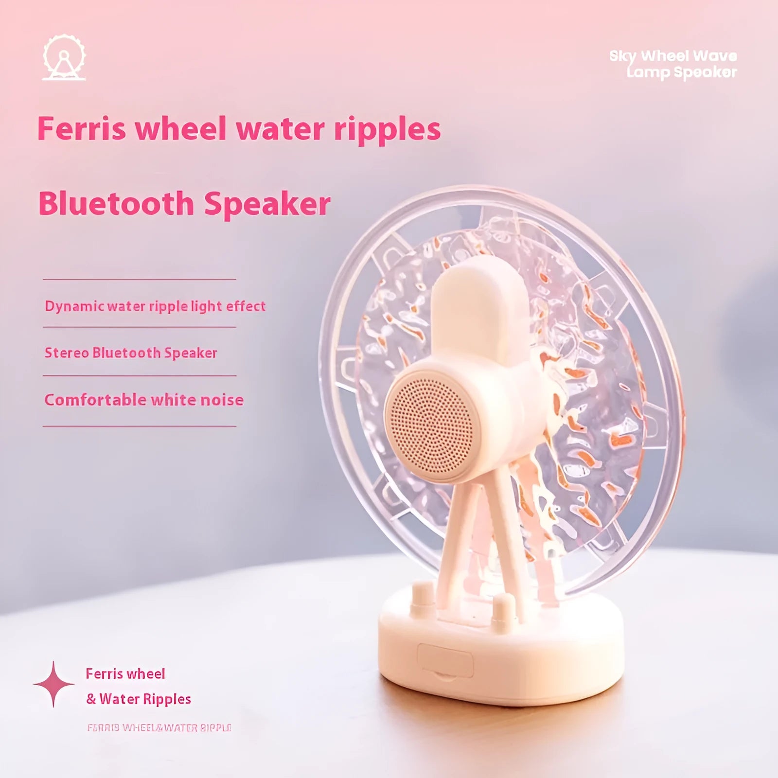 Ferris wheel Bluetooth speaker with water ripple colourful lights in pink colour