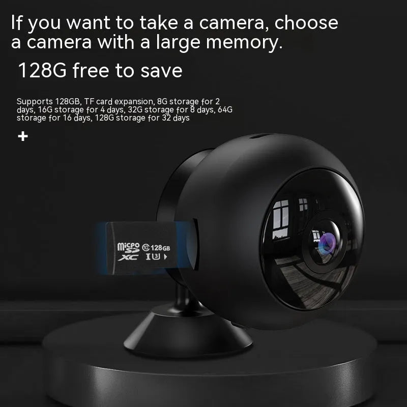 1080p wireless WiFi security camera with ABS plastic housing and 3.6 degree lens