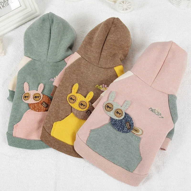 Cotton pet sweatshirt for small dogs and cats in brown, green, pink colours