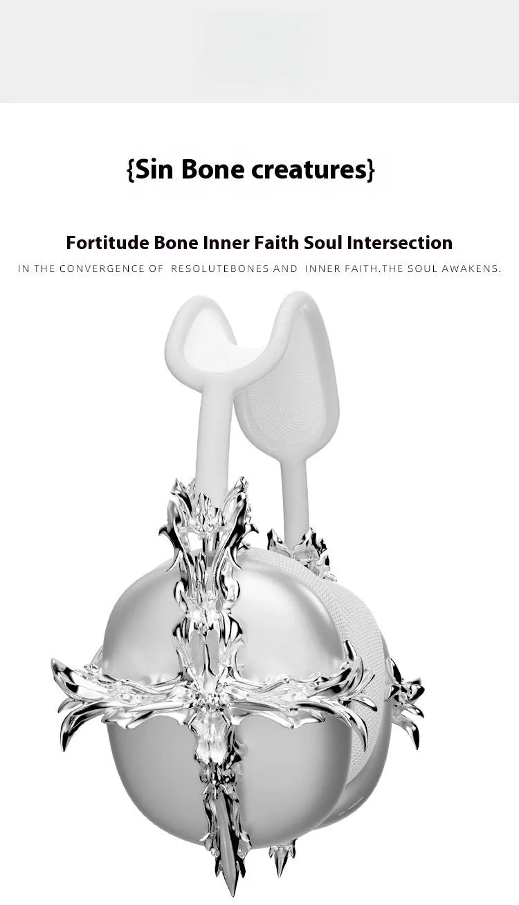 Hard resin gothic cross headphone cover for Apple AirPods Max in silver or gun colour