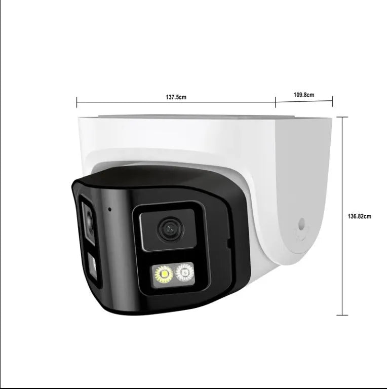 4MP dual-lens IP66 waterproof outdoor CCTV security camera with panoramic coverage