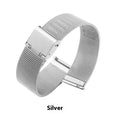 Milani silk woven stainless steel watch band in silver black rose gold and gold with 12mm to 22mm bandwidth options