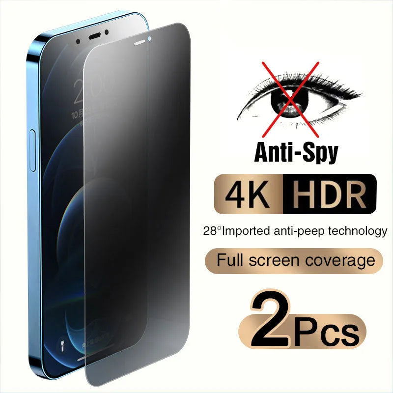 iPhone tempered glass screen protector with anti-peeping privacy feature and scratch-resistant coating