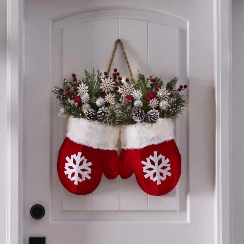 Christmas crutch candy lollipop gloves ornament made of non-woven fabric in 30x27cm size