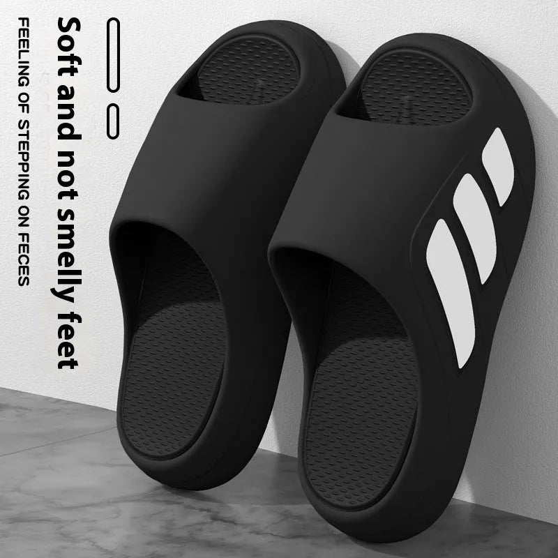 Brown EVA foam platform flip flop slippers for indoor home use.