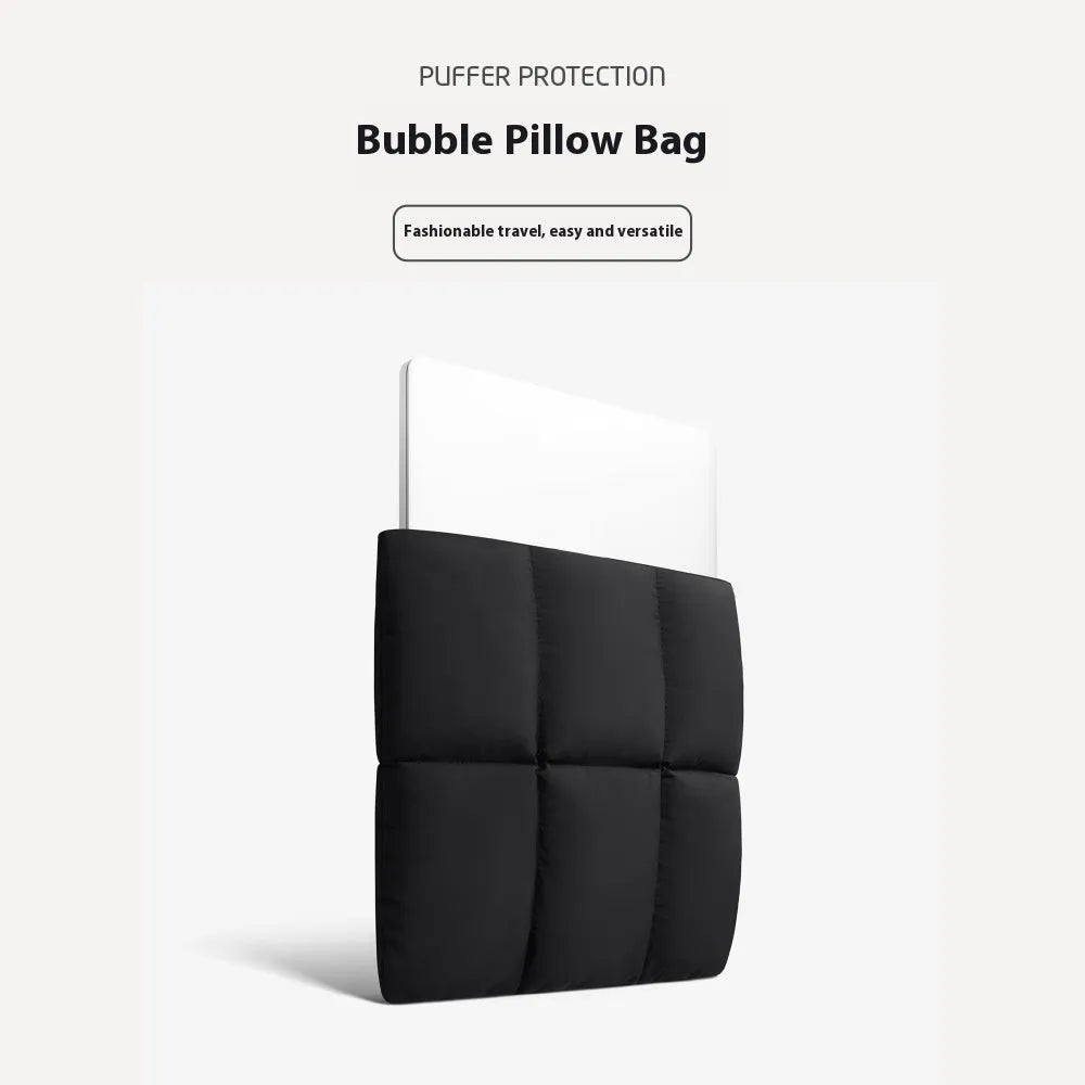 Soft fluffy polyester laptop sleeve case in black or khaki for 13 to 15.6 inch laptops.