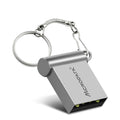 Miniature black metal car-shaped USB flash drive on a matching chain, shown as a necklace pendant.