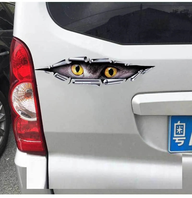 35cm long 3D tiger eye car door sticker on vehicle surface