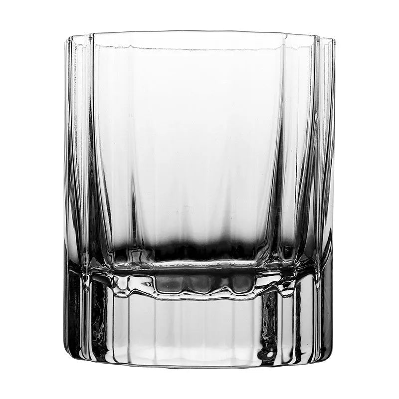 Light luxury crystal thick bottom lace whiskey glass with clear finish, 301-400ml capacity, high style silhouette