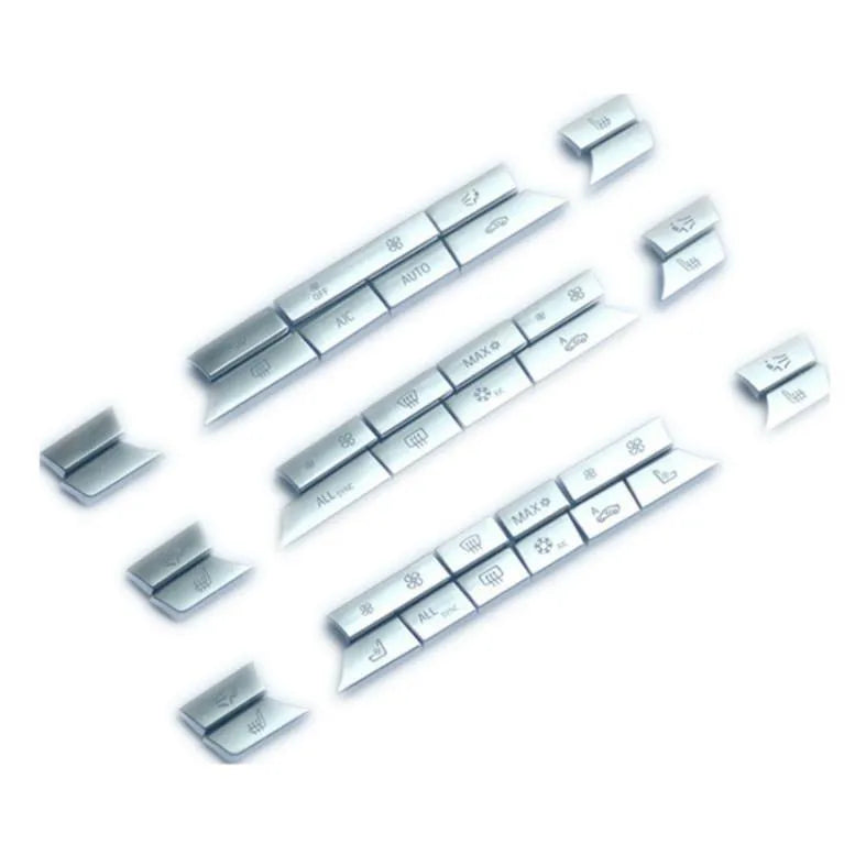 Silver automotive air conditioning dashboard button replacement sets for car interior controls
