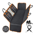 Black and orange waterproof pet car seat hammock cover made from 600D Oxford cloth on rear car seats