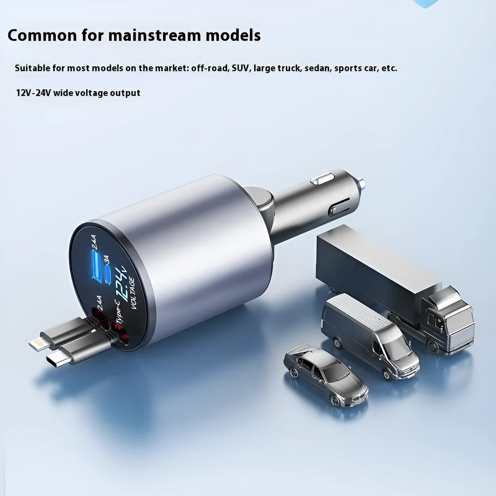 Metal cigarette lighter car charger with 60W super fast charging and Type-C port