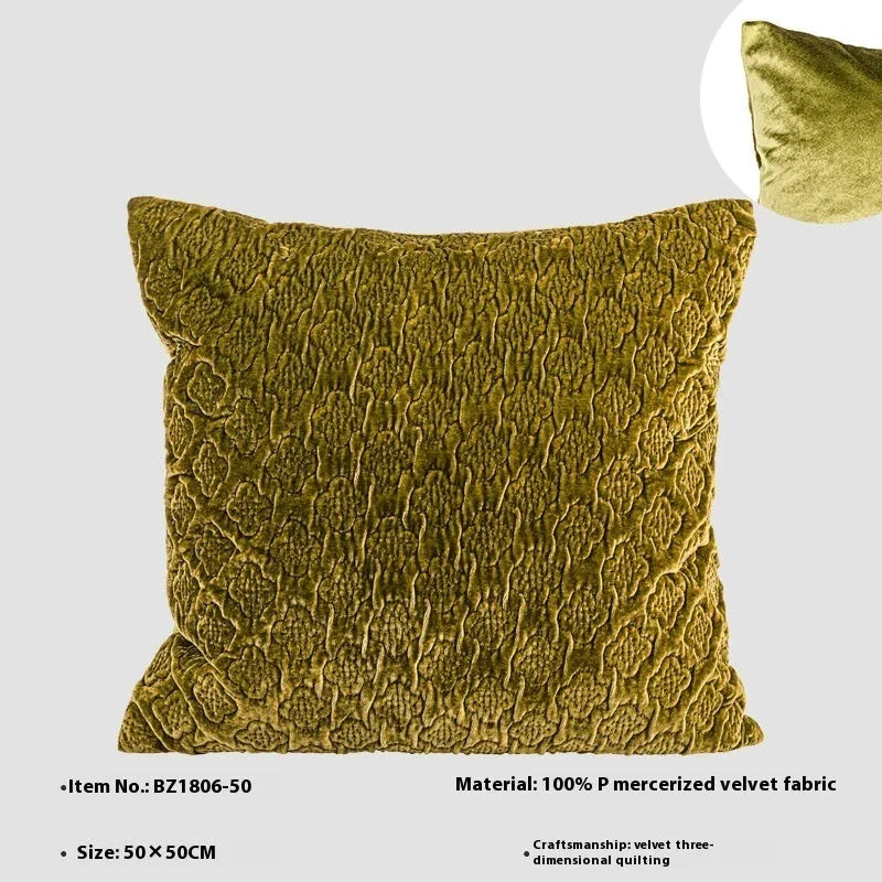 Brown gold antique Chinese style quilted cushion in 50x50cm square and 30x50cm waist pillow sizes