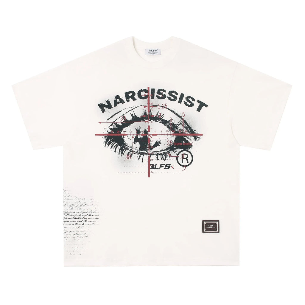 American retro hip hop gothic pure cotton T-shirt with letter pattern print in black colour