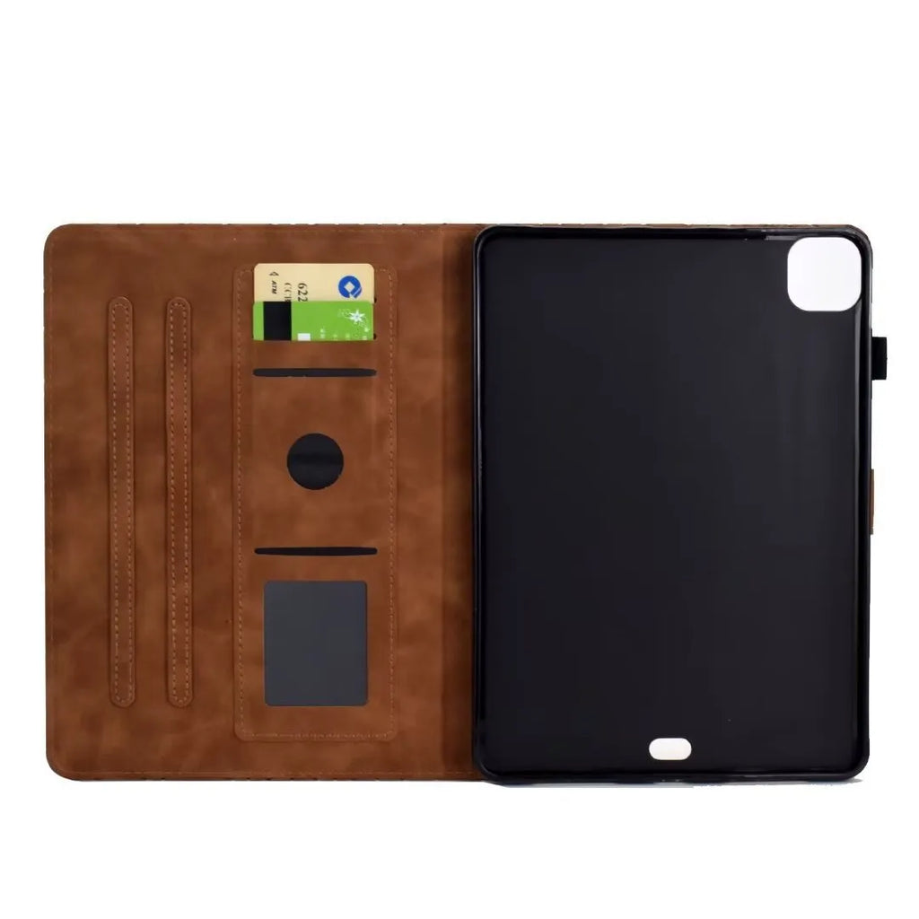 Leather iPad case with card holder in diamond frosted black design for iPad Pro 11