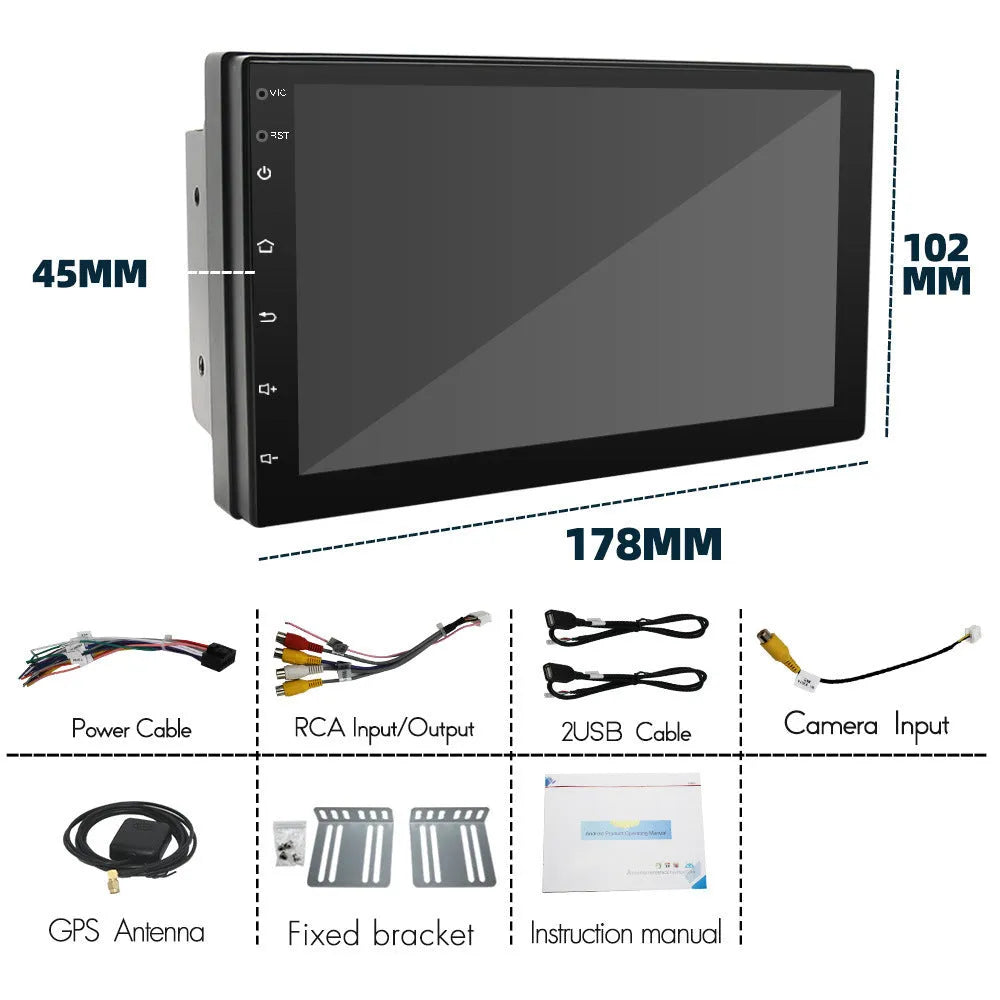 Black universal car MP5 GPS navigation system with 7-inch touchscreen display