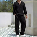 Men's casual shirt trousers suit in polyester fabric available in four colours