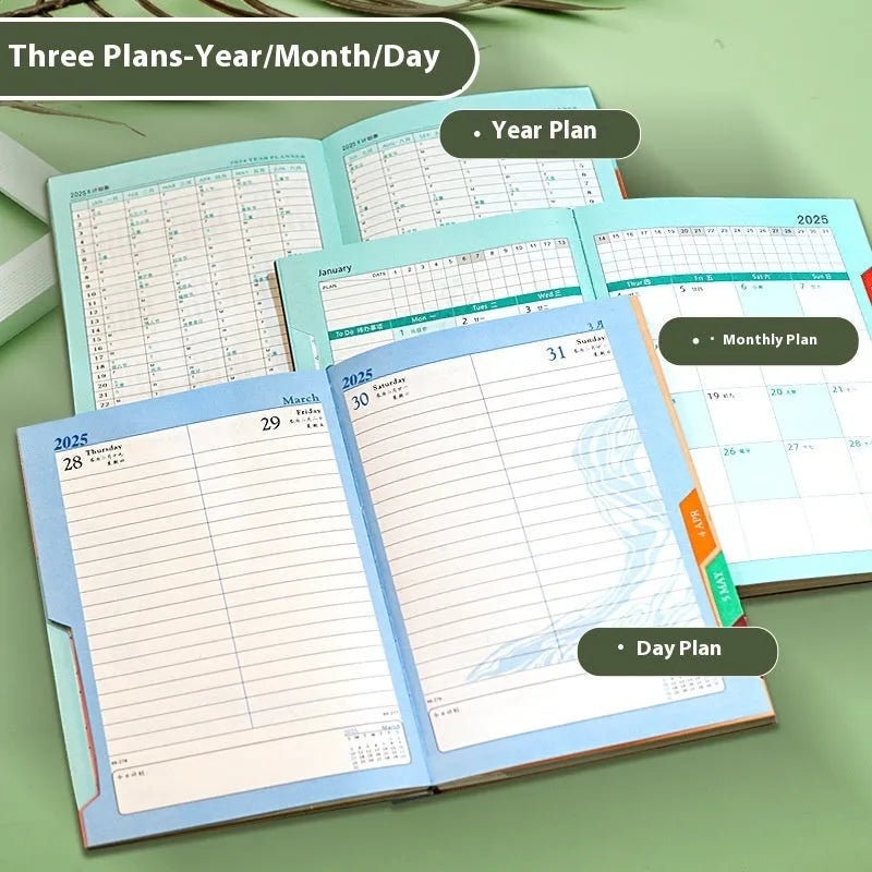 Business notepad with striped PU leather cover showing 408 pages of thickened wood-free paper