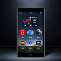 Black Ruizu H1 slim MP4 player with 4-inch touch screen display on a dark background