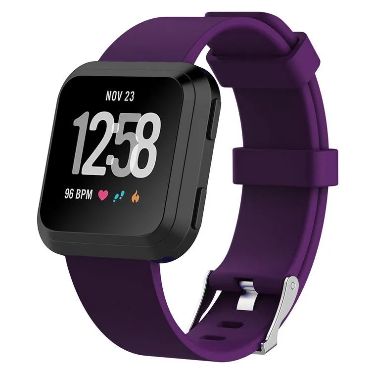 Fitbit Versa Lite replacement strap in multiple colours showing TPE material and size options.