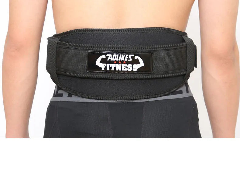 Nylon fitness weightlifting waistband in black red or yellow for adult gym use
