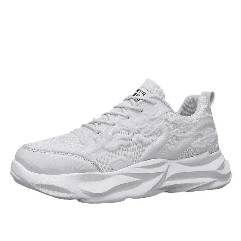 Casual fly knit sneakers in dragon designs with micro fibre upper and rubber sole