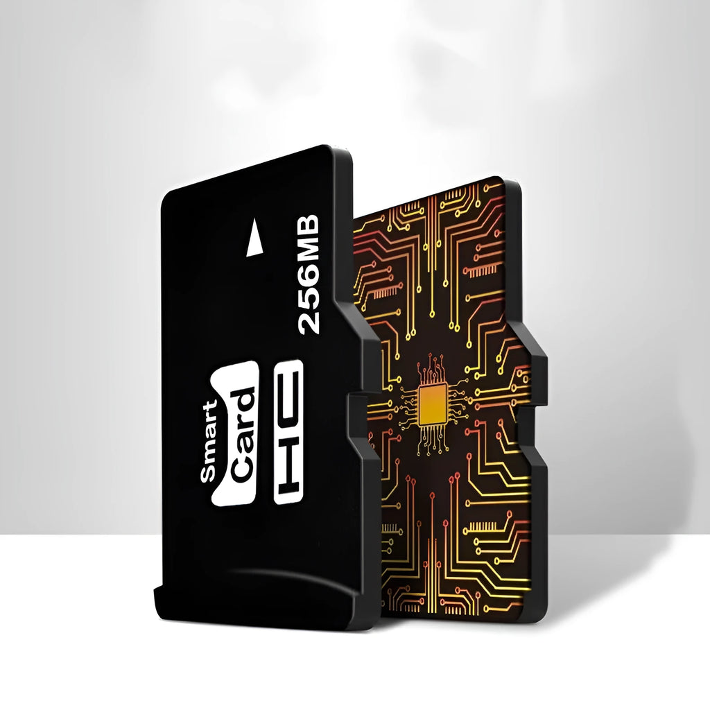 A 256MB TF series memory card with dimensions of 11mm by 15mm by 1mm
