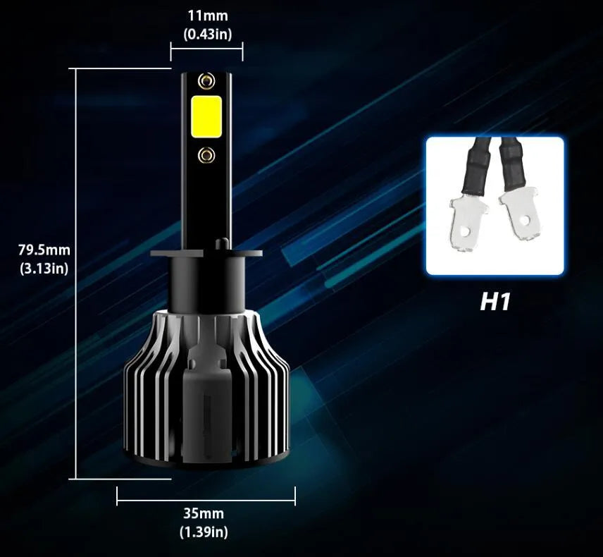 72W 6000K white LED car headlight bulb with adjustable chuck for H1 H7 9005 fitment