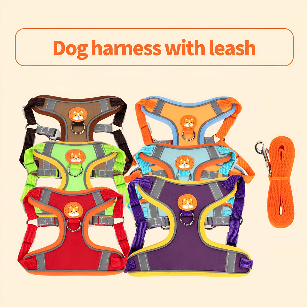 Adjustable dog haulage rope harness in multiple colours and sizes for pet control