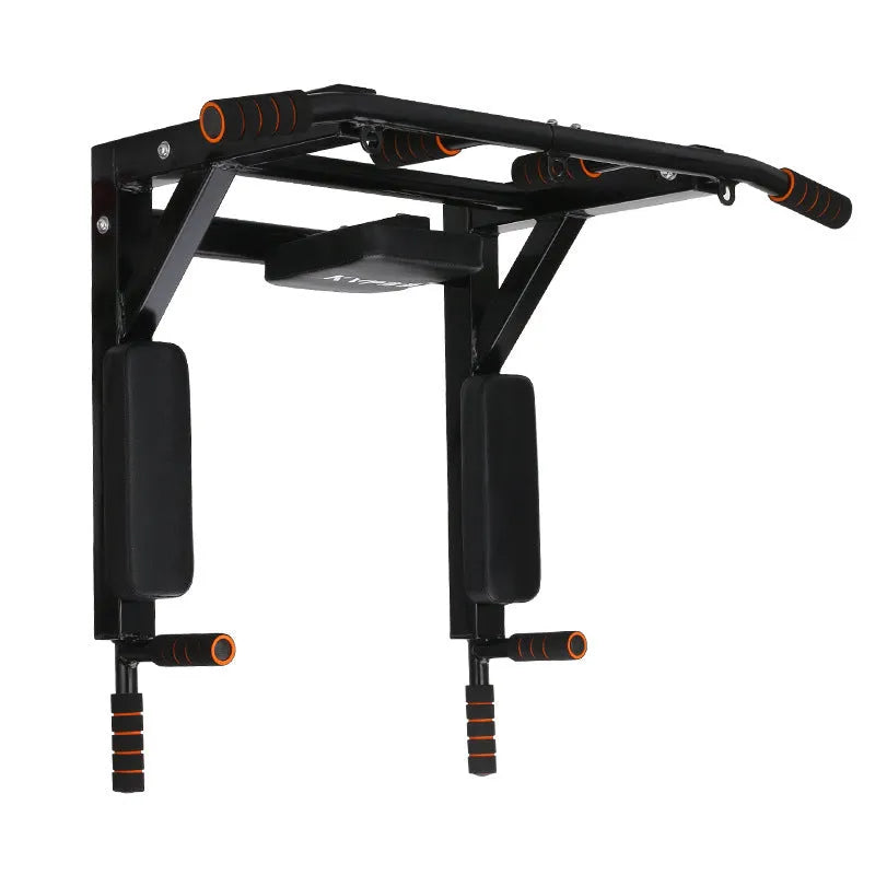 Black wall mounted single parallel pull-up bars and sandbag rack fitness equipment
