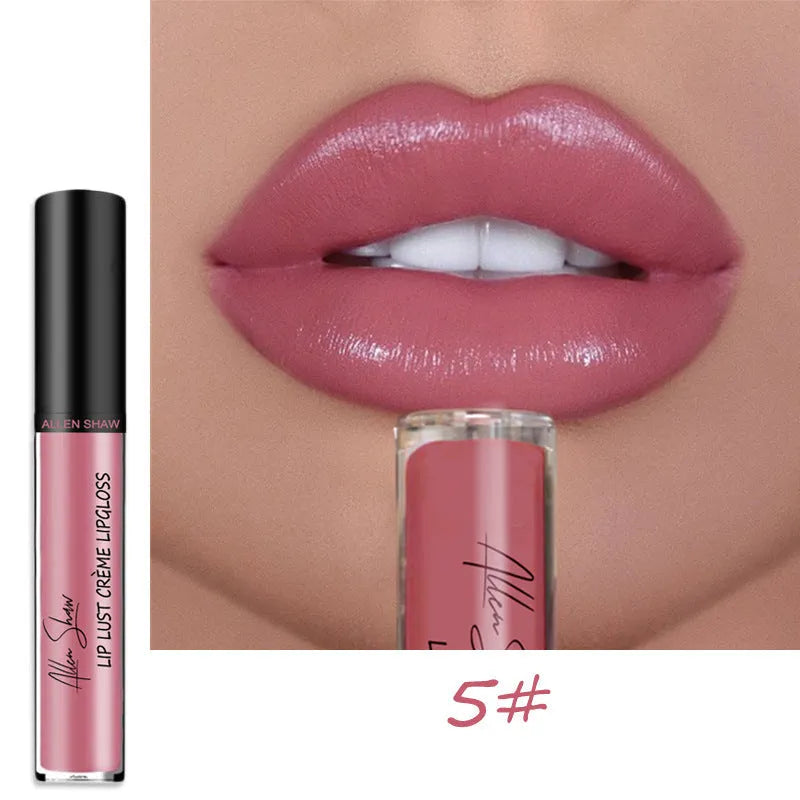 Allen Shaw Cream Lip Glaze in matte velvet finish with twelve colour options