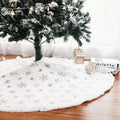 Christmas tree skirt with silver sequin embroidery Christmas tree design on white background
