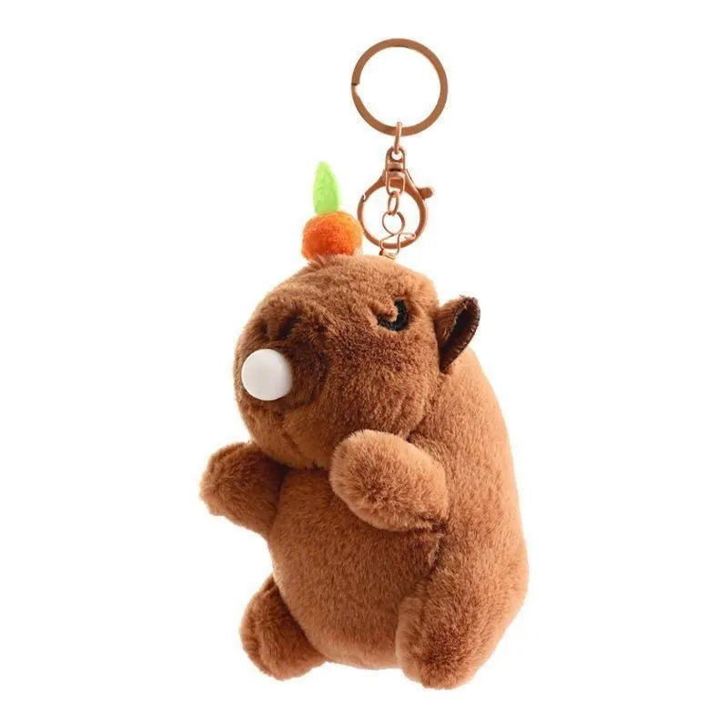 12cm plush bubble blowing doll key ring pendant on car keys in gold colour