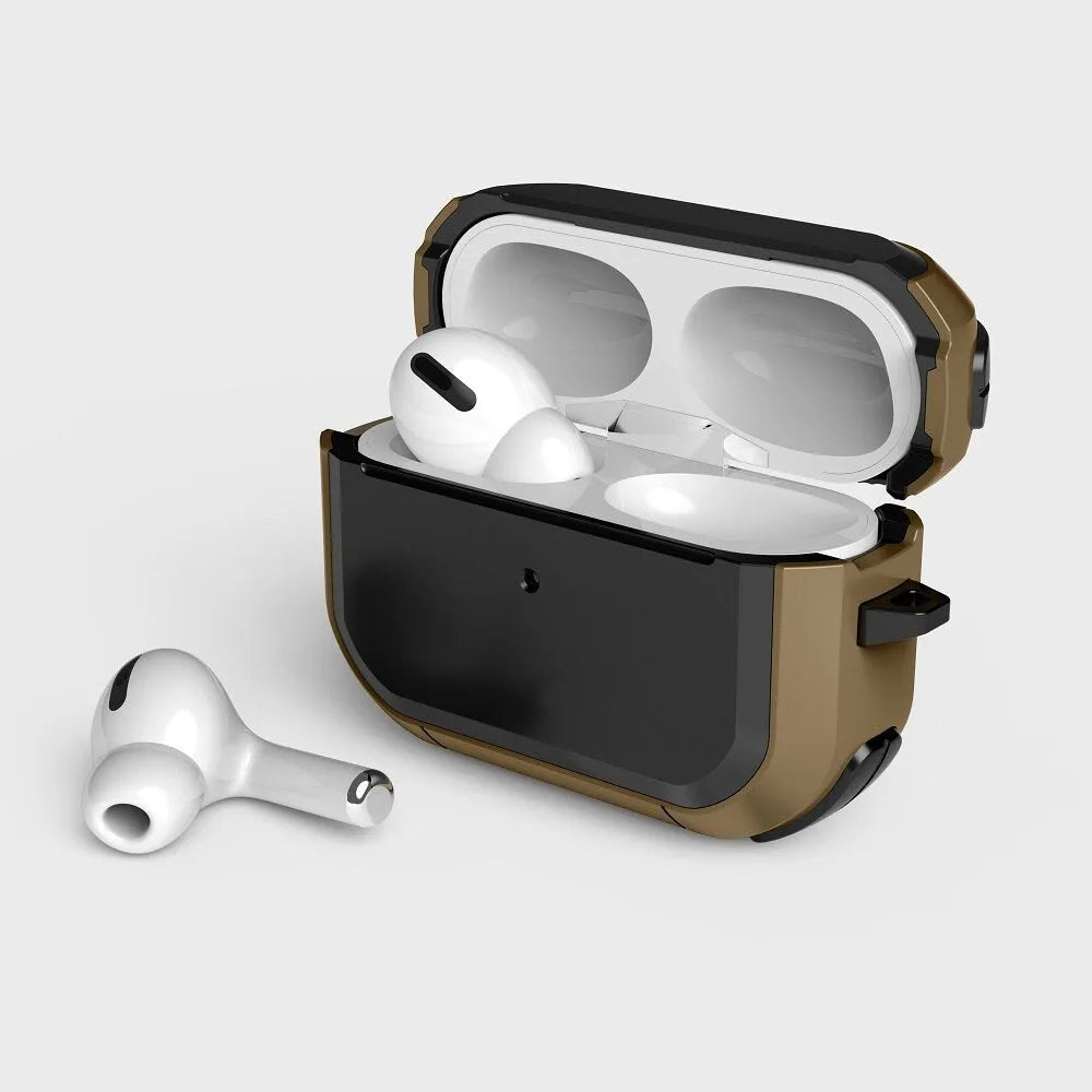 TPU and PC protective case cover for Apple AirPods charging case in various colours.