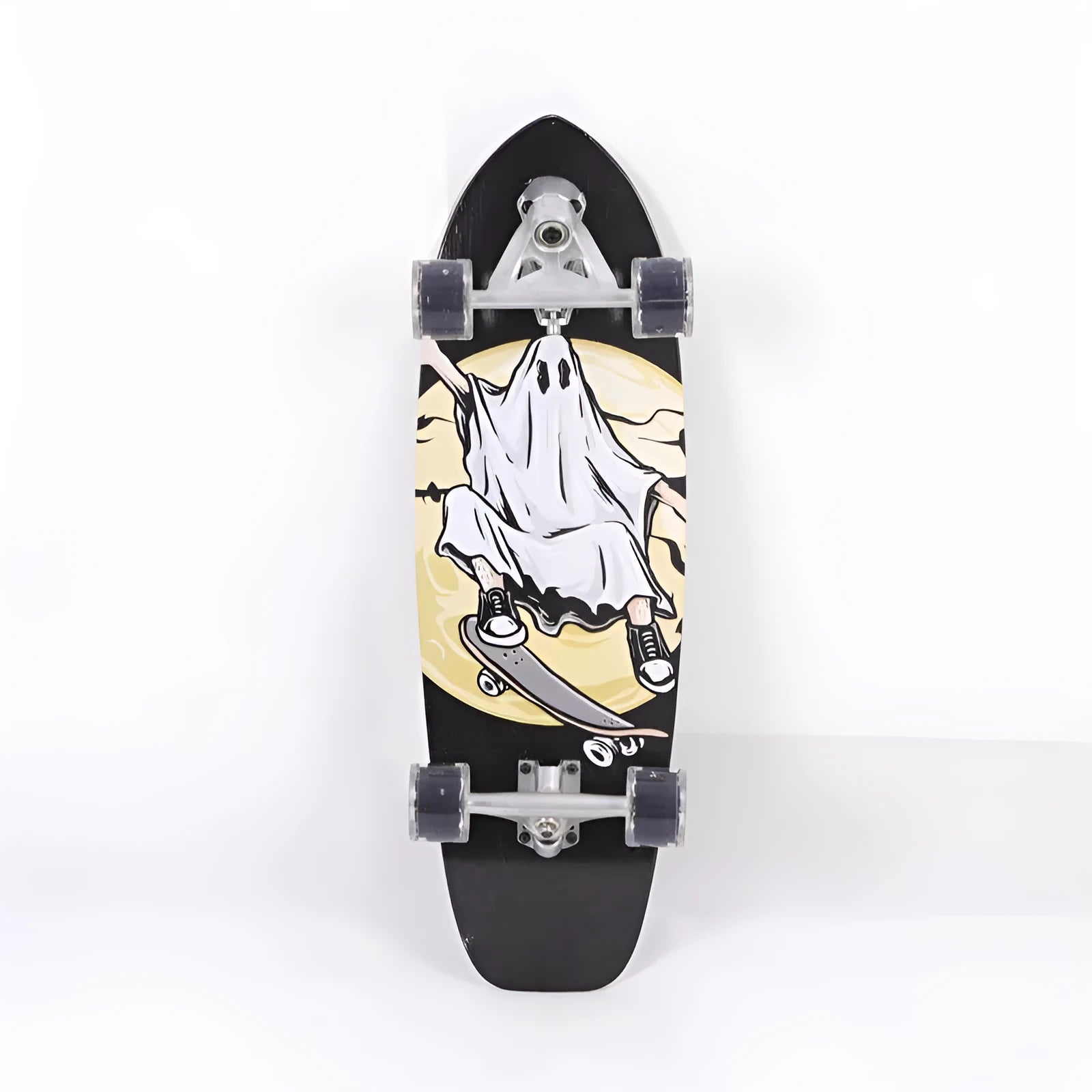 31-inch long white wooden street scooter board made from maple