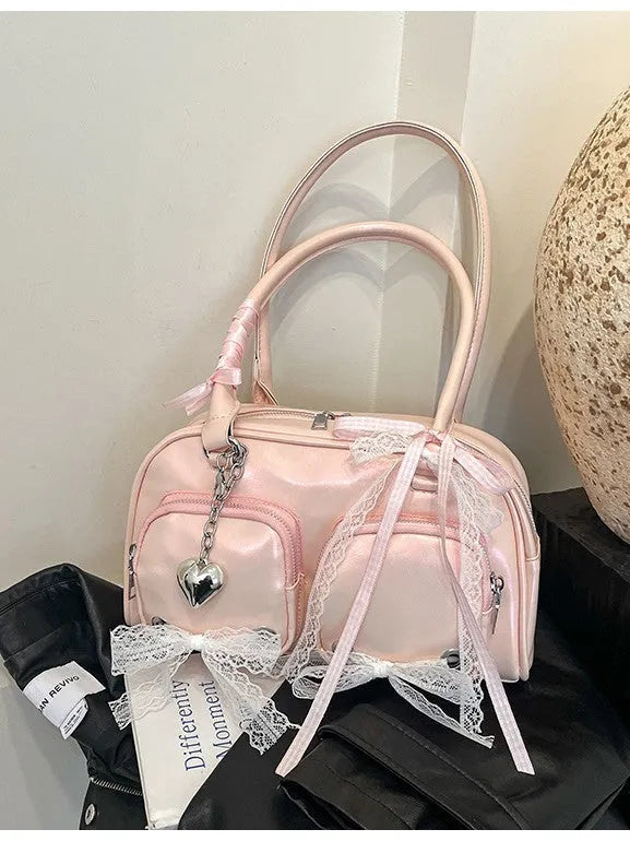 Soft PU leather shoulder bag in horizontal square design with double adjustable straps