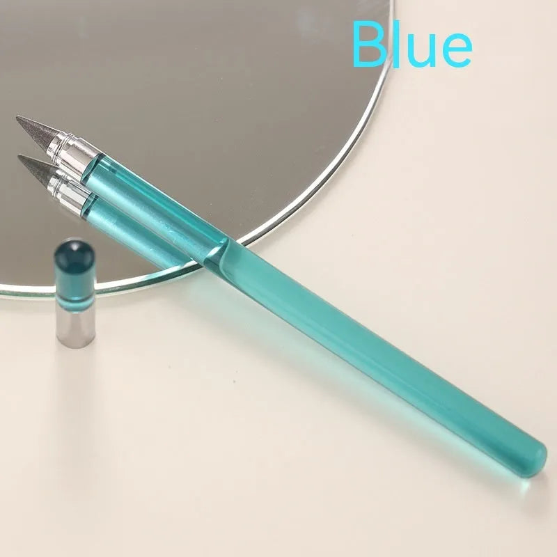 Transparent acrylic mechanical pencil with alloy tip showing colour lead options