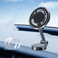 Magnetic 360-degree rotating car phone mount with adhesive installation in black or silver