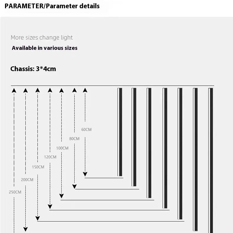 80cm black aluminium LED wall lamp with touch control for three light colours