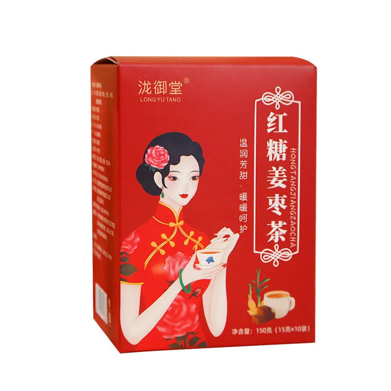 Box of Yuantang ginger and jujube tea containing 150g of herbal tea bags with brown sugar, red dates, and wolfberries