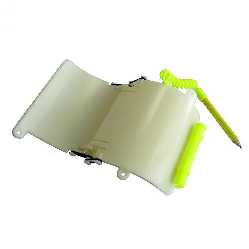 White luminous underwater writing slate wristboard for scuba diving communication